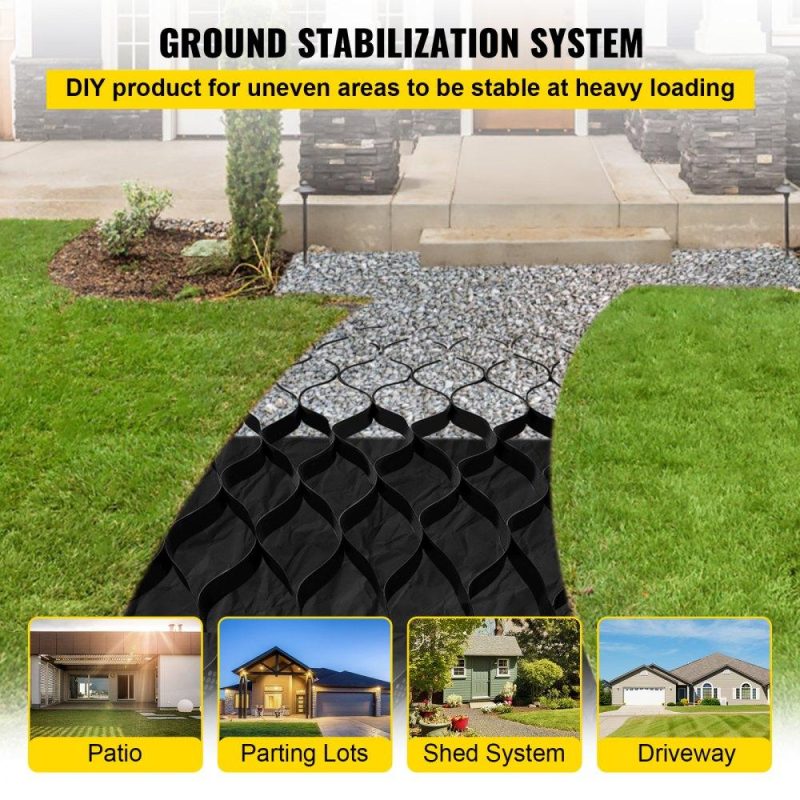 Landscaping & Shade | Ground Grid, 1885 lbs per Sq Ft Load Geo Grid, 2″ Depth Permeable Stabilization System for DIY Patio, Walkway, Shed Base, Light Vehicle Driveway, Parking Lot, Grass, and Gravel Landscaping & Shade Landscaping & Shade