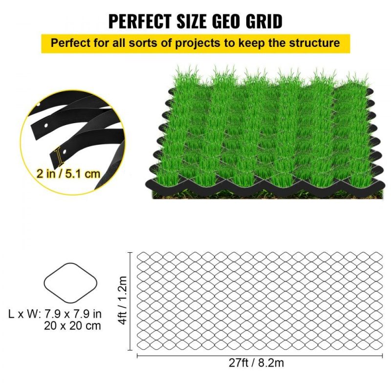 Landscaping & Shade | Ground Grid, 1885 lbs per Sq Ft Load Geo Grid, 2″ Depth Permeable Stabilization System for DIY Patio, Walkway, Shed Base, Light Vehicle Driveway, Parking Lot, Grass, and Gravel Landscaping & Shade Landscaping & Shade