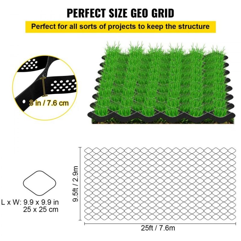 Landscaping & Shade | Ground Grid, 1885 lbs per Sq Ft Load Geo Grid, 3″ Depth Permeable Stabilization System for DIY Patio, Walkway, Shed Base, Light Vehicle Driveway, Parking Lot, Grass, and Gravel Landscaping & Shade Landscaping & Shade