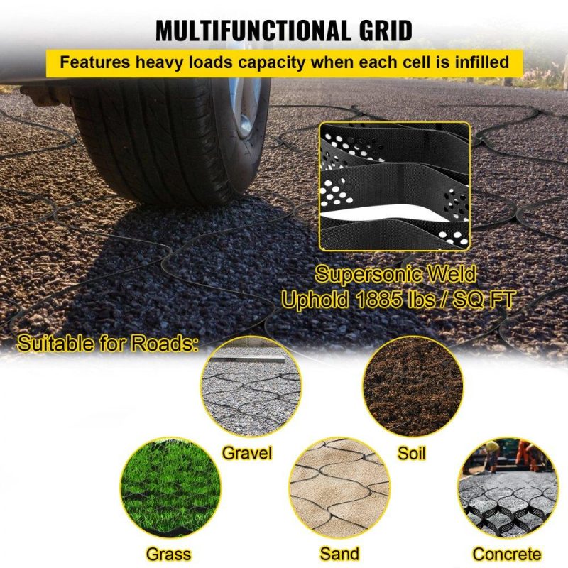 Landscaping & Shade | Ground Grid, 1885 lbs per Sq Ft Load Geo Grid, 3″ Depth Permeable Stabilization System for DIY Patio, Walkway, Shed Base, Light Vehicle Driveway, Parking Lot, Grass, and Gravel Landscaping & Shade Landscaping & Shade