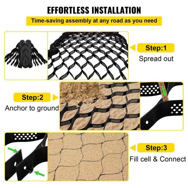 Landscaping & Shade | Ground Grid, 1885 lbs per Sq Ft Load Geo Grid, 3″ Depth Permeable Stabilization System for DIY Patio, Walkway, Shed Base, Light Vehicle Driveway, Parking Lot, Grass, and Gravel Landscaping & Shade Landscaping & Shade