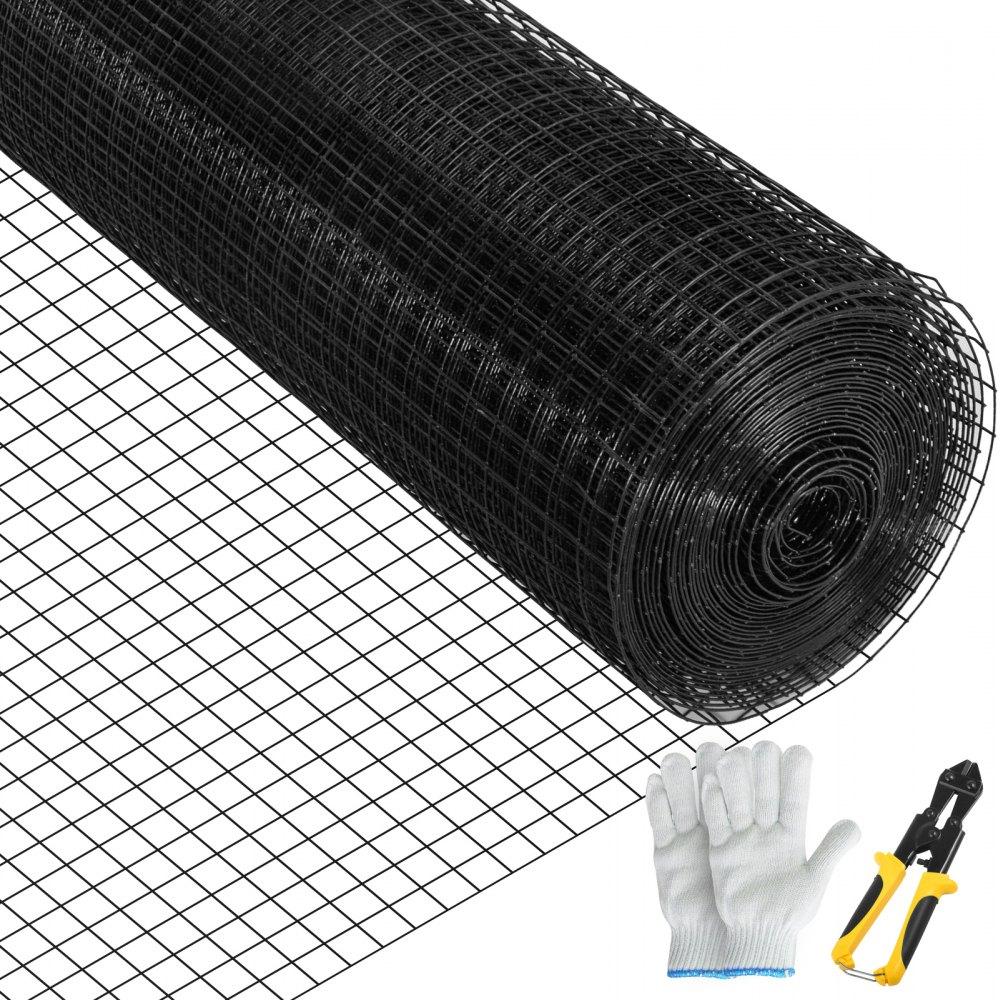 Landscaping & Shade | Hardware Cloth, 24″ x 100′ & 1″x1″ Mesh Size, Galvanized Steel Vinyl Coated 16 Gauge Chicken Wire Fencing w/A Cutting Plier & A Pair of Fabric Gloves, for Garden Fencing & Pet Enclosures, Black Landscaping & Shade Landscaping & Shade