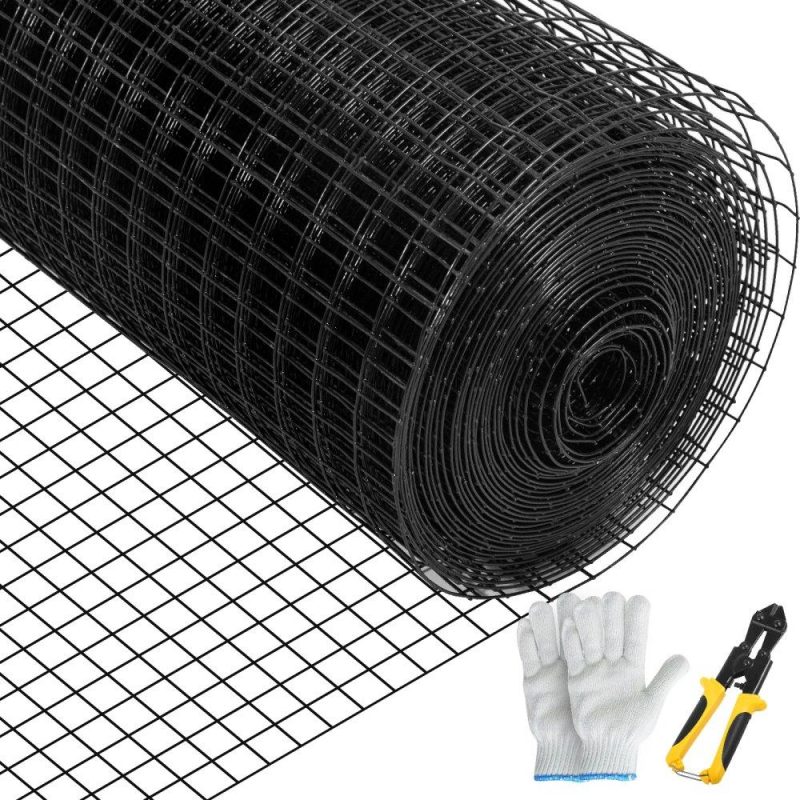 Landscaping & Shade | Hardware Cloth, 36″ x 50′ & 1″x1″ Mesh Size, Galvanized Steel Vinyl Coated 16 Gauge Chicken Wire Fencing w/A Cutting Plier & A Pair of Fabric Gloves, for Garden Fencing & Pet Enclosures, Black Landscaping & Shade Landscaping & Shade