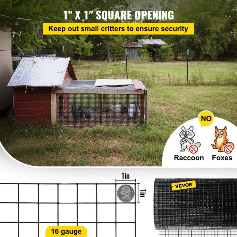 Landscaping & Shade | Hardware Cloth, 36″ x 50′ & 1″x1″ Mesh Size, Galvanized Steel Vinyl Coated 16 Gauge Chicken Wire Fencing w/A Cutting Plier & A Pair of Fabric Gloves, for Garden Fencing & Pet Enclosures, Black Landscaping & Shade Landscaping & Shade