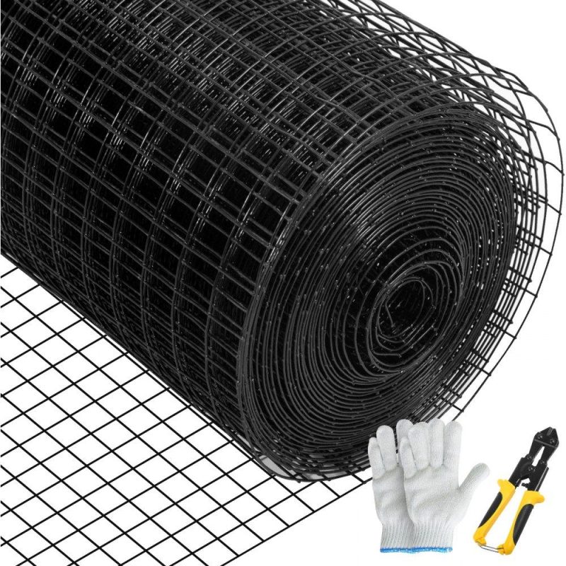 Landscaping & Shade | Hardware Cloth, 48″ x 50′ & 1″x1″ Mesh Size, Galvanized Steel Vinyl Coated 16 Gauge Chicken Wire Fencing w/A Cutting Plier & A Pair of Fabric Gloves, for Garden Fencing & Pet Enclosures, Black Landscaping & Shade Landscaping & Shade