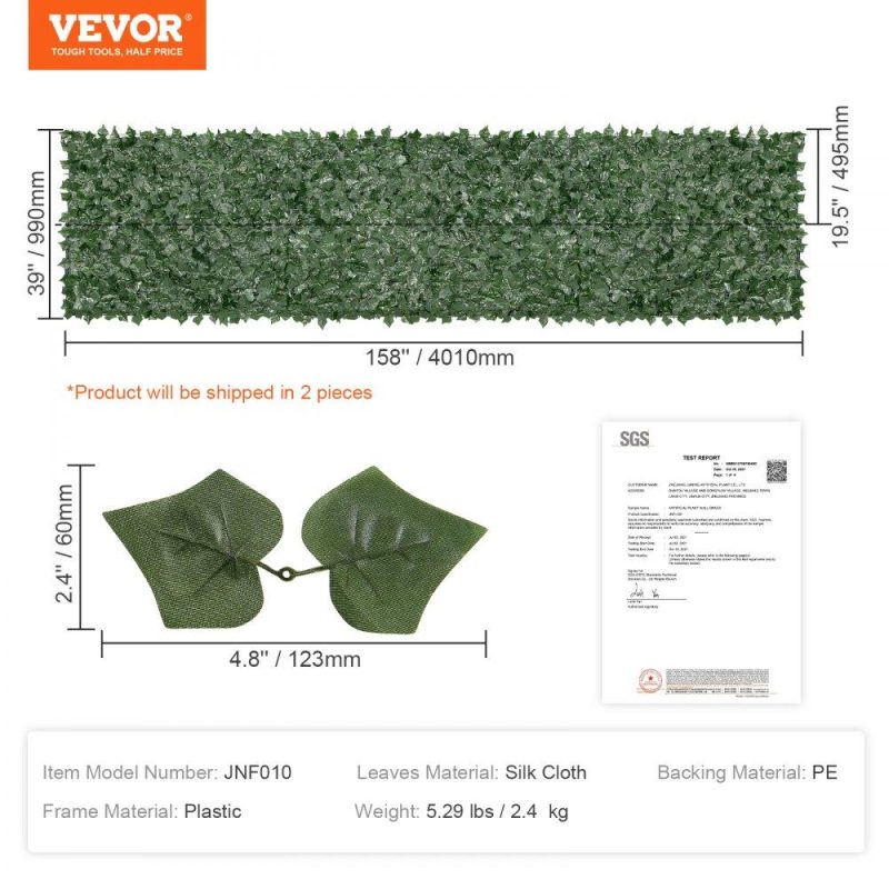 Landscaping & Shade | Ivy Privacy Fence, 39 x 158in Artificial Green Wall Screen, Greenery Ivy Fence with Mesh Cloth Backing and Strengthened Joint, Faux Hedges Vine Leaf Decoration for Outdoor Garden, Yard, Balcony Landscaping & Shade Landscaping & Shade