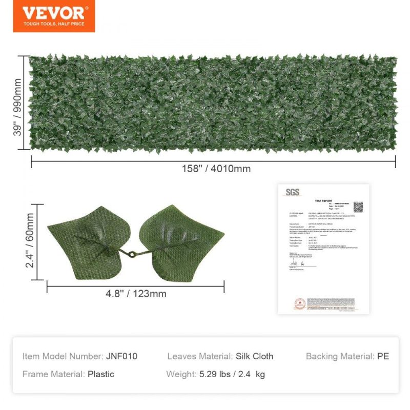 Landscaping & Shade | Ivy Privacy Fence, 39 x 158in Artificial Green Wall Screen, Greenery Ivy Fence with Mesh Cloth Backing and Strengthened Joint, Faux Hedges Vine Leaf Decoration for Outdoor Garden, Yard, Balcony Landscaping & Shade Landscaping & Shade