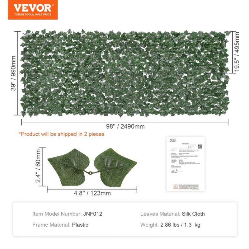 Landscaping & Shade | Ivy Privacy Fence, 39 x 98 in Artificial Green Wall Screen, Greenery Ivy Fence with Strengthened Joint, Faux Hedges Vine Leaf Decoration for Outdoor Garden, Yard, Balcony, Patio Decor Landscaping & Shade Landscaping & Shade