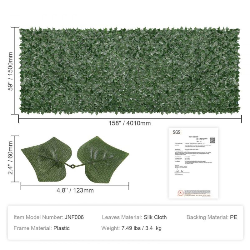 Landscaping & Shade | Ivy Privacy Fence, 59 x 158in Artificial Green Wall Screen, Greenery Ivy Fence w/ Mesh Cloth Backing and Strengthened Joint, Faux Hedges Vine Leaf Decoration for Outdoor Garden, Yard, Balcony Landscaping & Shade Landscaping & Shade