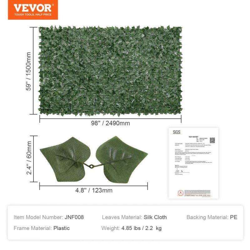 Landscaping & Shade | Ivy Privacy Fence, 59 x 98 in Artificial Green Wall Screen, Greenery Ivy Fence with Mesh Cloth Backing and Strengthened Joint, Faux Hedges Vine Leaf Decoration for Outdoor Garden, Yard, Balcony Landscaping & Shade Landscaping & Shade