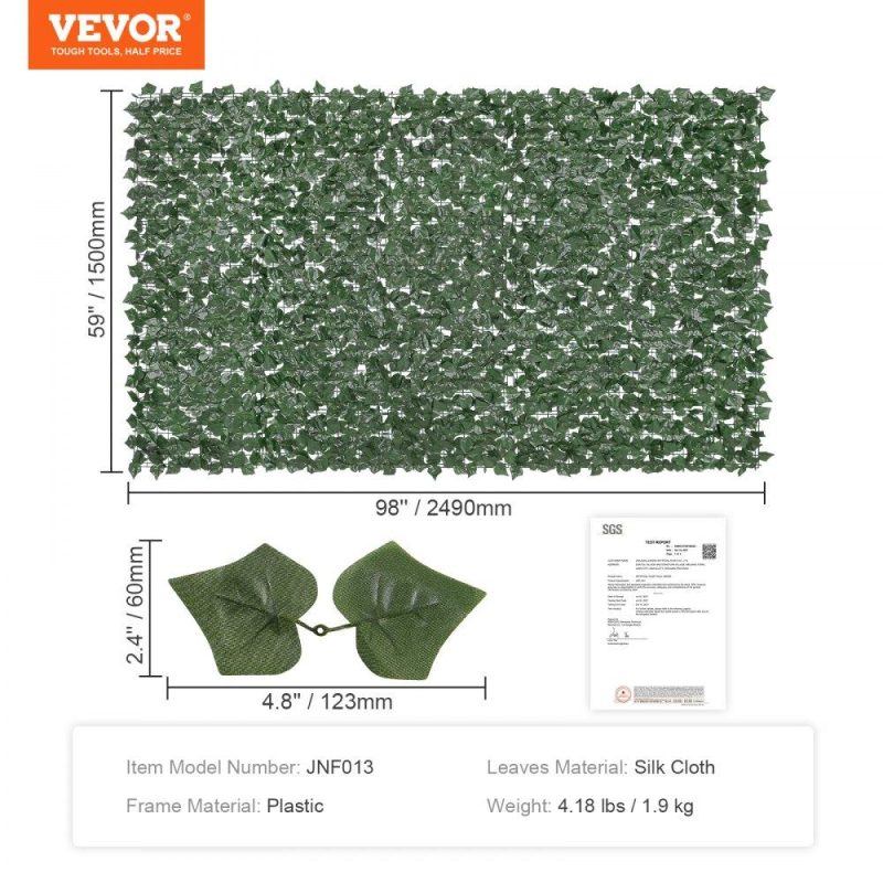 Landscaping & Shade | Ivy Privacy Fence, 59 x 98 in Artificial Green Wall Screen, Greenery Ivy Fence with Strengthened Joint, Faux Hedges Vine Leaf Decoration for Outdoor Garden, Yard, Balcony, Patio Decor Landscaping & Shade Landscaping & Shade