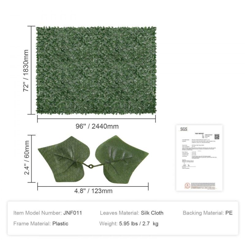 Landscaping & Shade | Ivy Privacy Fence, 96 x 72 in Artificial Green Wall Screen, Greenery Ivy Fence with Mesh Cloth Backing and Strengthened Joint, Faux Hedges Vine Leaf Decoration for Outdoor Garden, Yard, Balcony Landscaping & Shade Landscaping & Shade