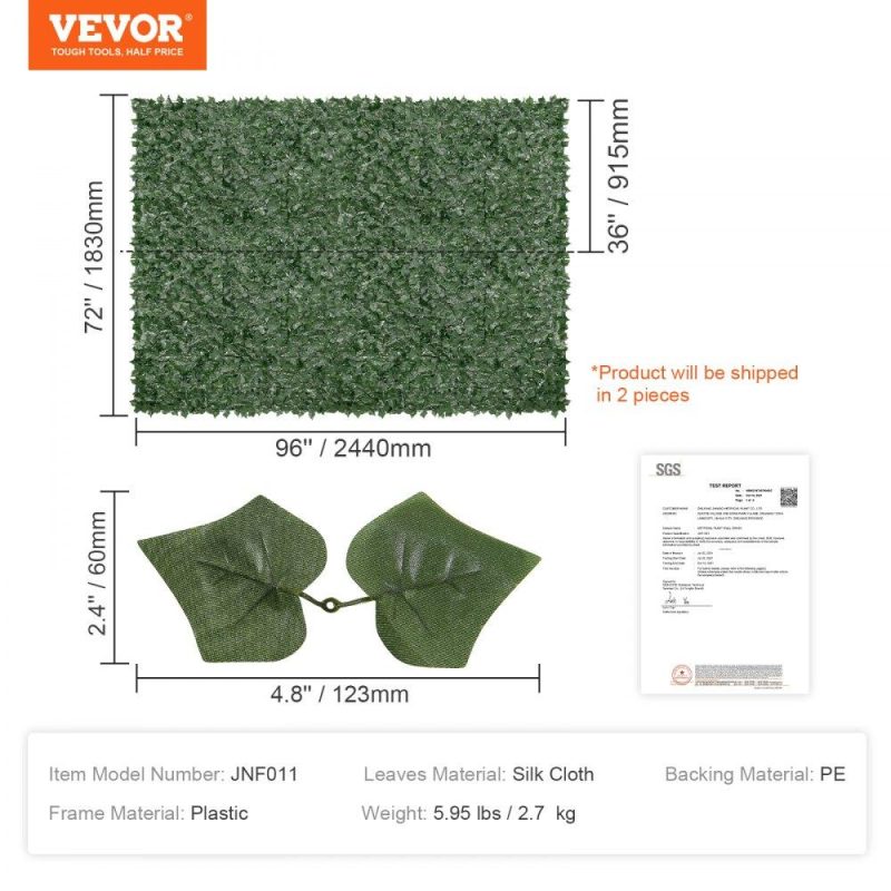 Landscaping & Shade | Ivy Privacy Fence, 96 x 72 in Artificial Green Wall Screen, Greenery Ivy Fence with Mesh Cloth Backing and Strengthened Joint, Faux Hedges Vine Leaf Decoration for Outdoor Garden, Yard, Balcony Landscaping & Shade Landscaping & Shade