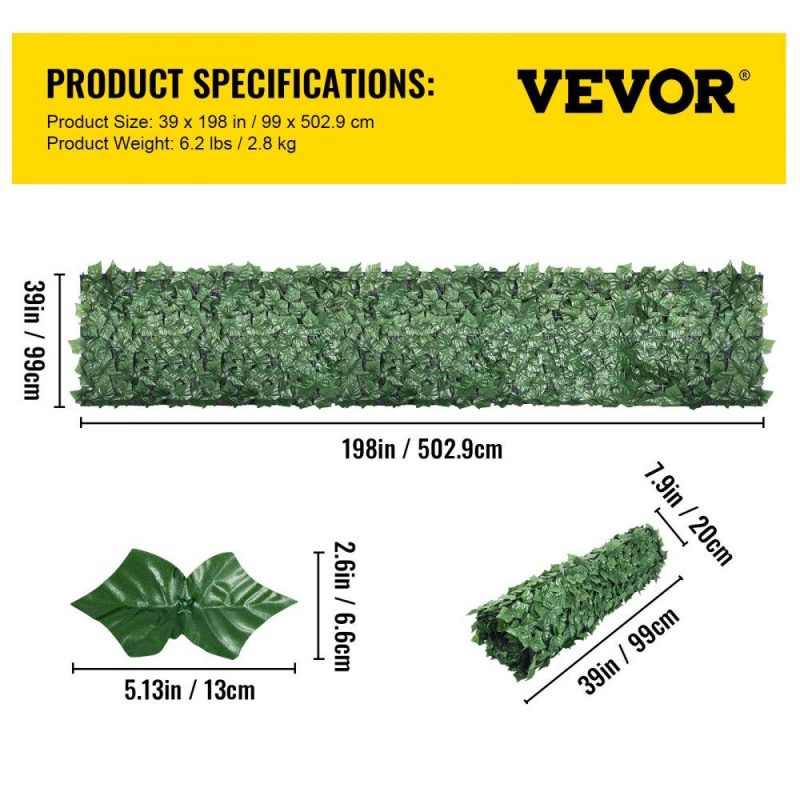 Landscaping & Shade | Ivy Privacy Fence Screen, 39″x198″ PP Faux Leaf Artificial Hedges, 3-Layers Indoor or Outdoor Greenery Leaves Panel, Multi-use for Garden, Yard, Decor, Balcony, Patio, Home, Green, 39 x 198 Inch Landscaping & Shade Landscaping & Shade