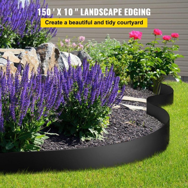 Landscaping & Shade | Landscape Edging, 10 inch Depth 150 ft Total Length, Recycled HDPE Coiled Terrace Board, Flexible Bender Border for Landscaping, Lawn, Garden, Yard, Against Invading Weeds, Black Landscaping & Shade Landscaping & Shade