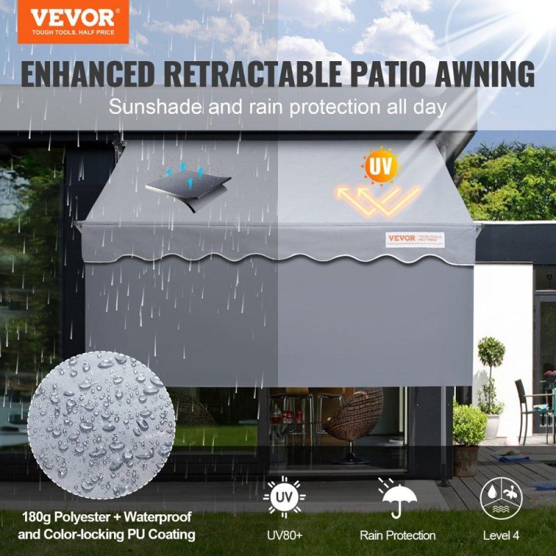 Landscaping & Shade | Manual Retractable Awning, 78″ Outdoor Retractable Patio Awning Sunshade Shelter, Adjustable Patio Door Window Awning Canopy with 39″ Sun Shade Curtain for Backyard, Garden, Balcony Landscaping & Shade Landscaping & Shade