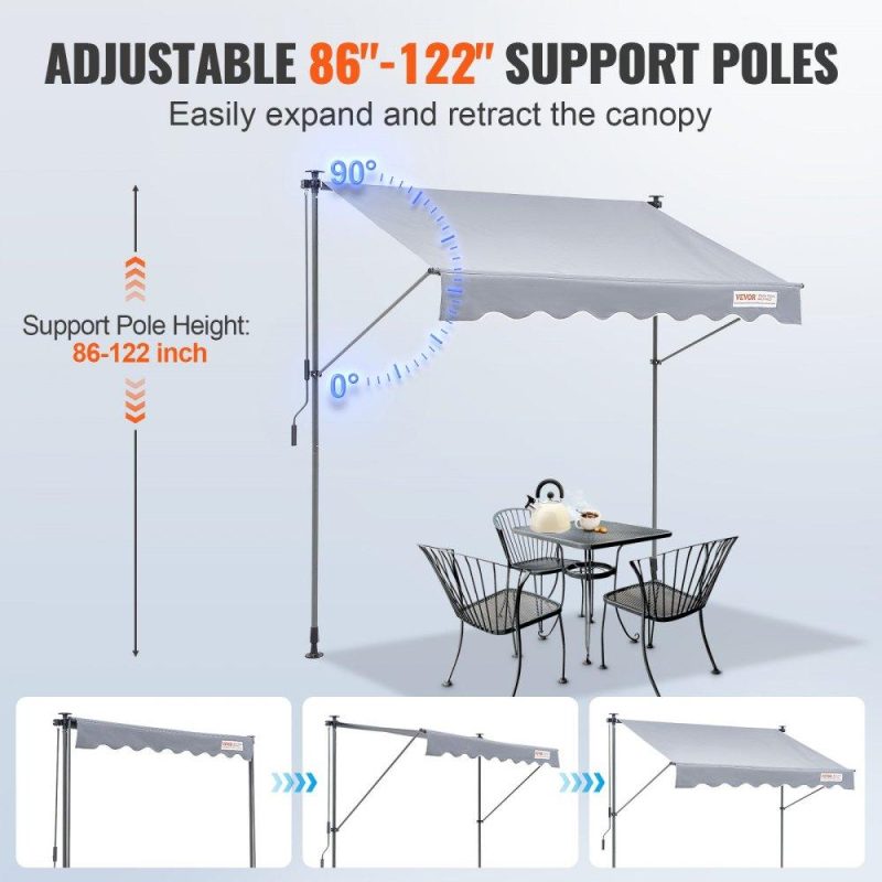 Landscaping & Shade | Manual Retractable Awning, 78″ Outdoor Retractable Patio Awning Sunshade Shelter, Adjustable Patio Door Window Awning Canopy with 39″ Sun Shade Curtain for Backyard, Garden, Balcony Landscaping & Shade Landscaping & Shade