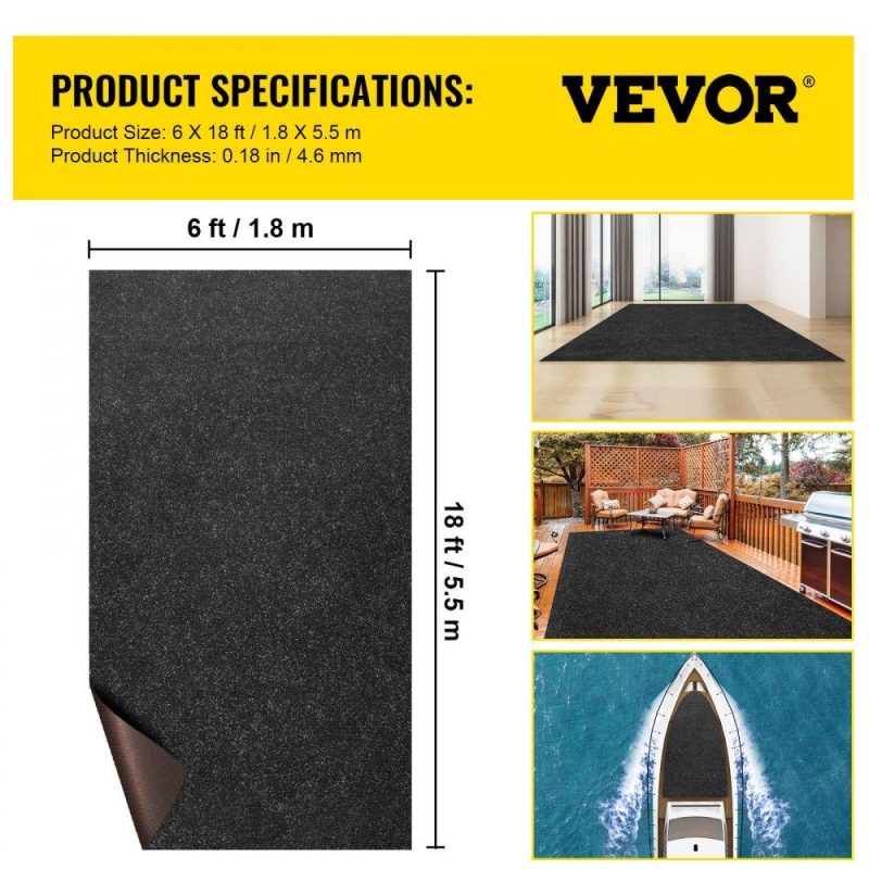 Landscaping & Shade | Marine Carpet, 6 x 18 ft Boat Carpeting, Charcoal Black Marine Grade Boat Carpet, Indoor/Outdoor Marine Carpeting w/ Water-proof TPR Backing, Water-proof Carpet Roll for Home, Patio, Porch, Deck Landscaping & Shade Landscaping & Shade