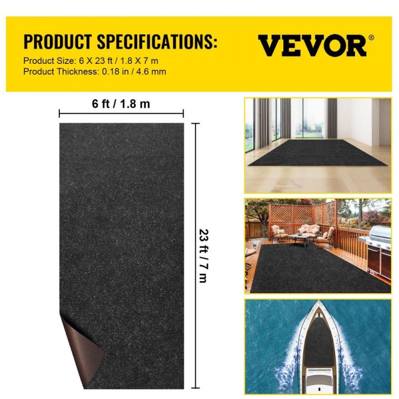 Landscaping & Shade | Marine Carpet, 6 x 23 ft Boat Carpeting, Charcoal Black Marine Grade Boat Carpet, Indoor/Outdoor Marine Carpeting w/ Water-proof TPR Backing, Water-proof Carpet Roll for Home, Patio, Porch, Deck Landscaping & Shade Landscaping & Shade