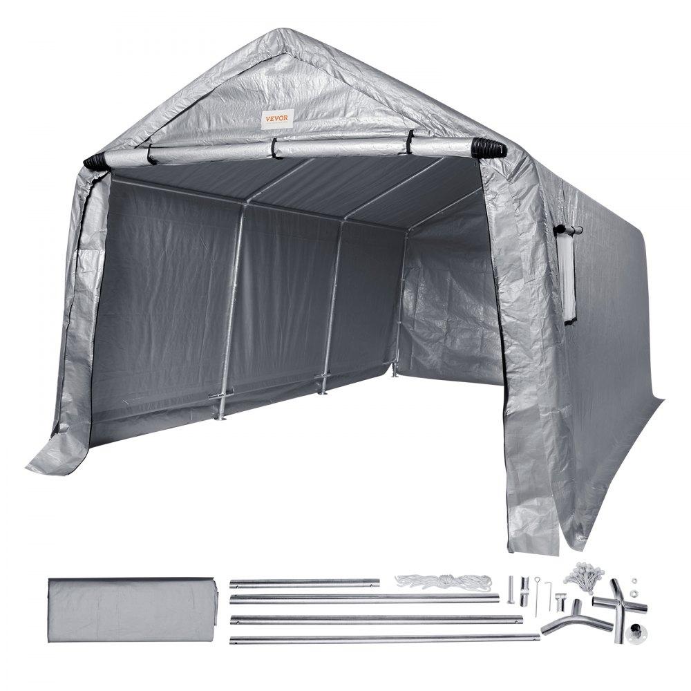 Landscaping & Shade | Outdoor Portable Storage Shelter Shed, 10x15x8ft Heavy Duty Instant Garage Tent Canopy Carport with Roll-up Zipper Door and Ventilated Windows For Cars, Motorcycle, Bike, Garden Tools Landscaping & Shade Landscaping & Shade