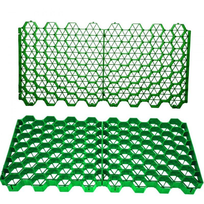 Landscaping & Shade | Permeable Pavers 1.9″ Depth Gravel Driveway Grid Flat-Interlocked Grass Pavers HDPE Green Plastic Shed Base for Landscaping and Soil Reinforcement in Parking Lots/Fire Lanes (Pack of 4-11 Sf) Landscaping & Shade Landscaping & Shade