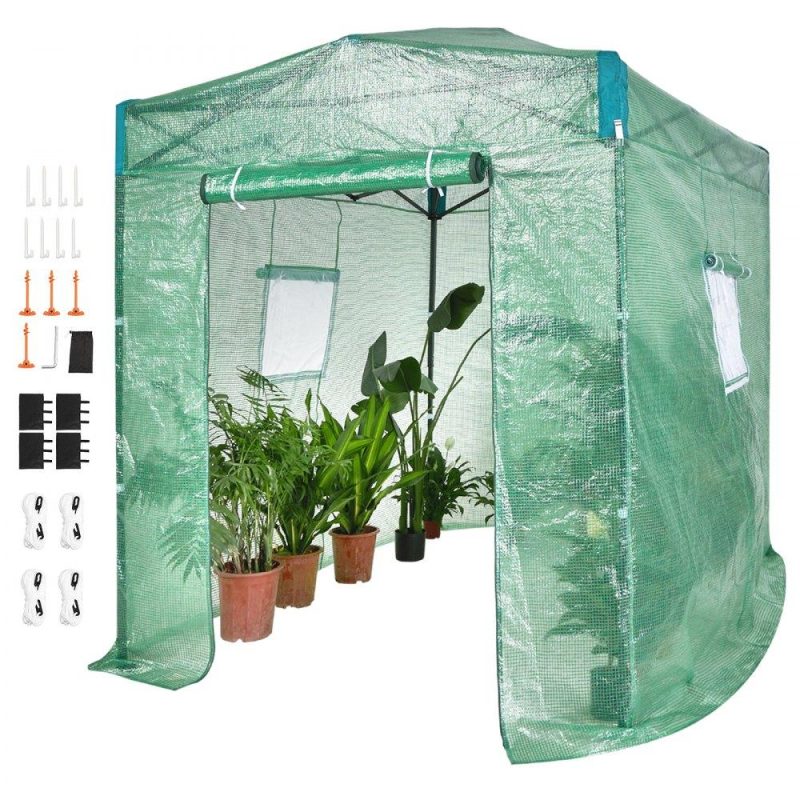 Landscaping & Shade | Pop Up Greenhouse, 8’x 6’x 7.5′ Pop-up Green House, Set Up in Minutes, High Strength PE Cover with Doors & Windows and Powder-Coated Steel Frame, Suitable for Planting and Storage, Green Landscaping & Shade Landscaping & Shade