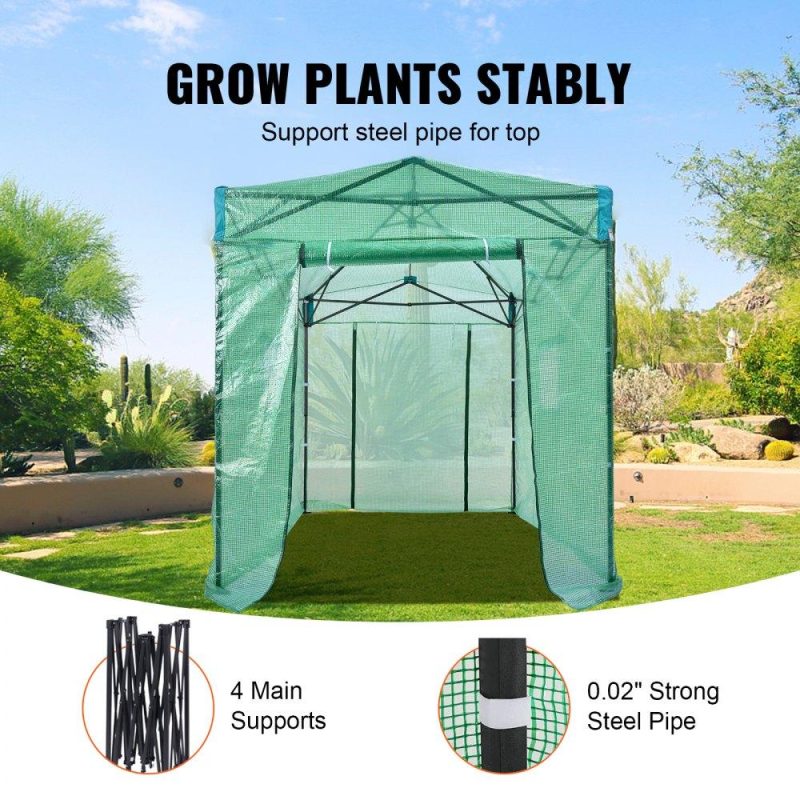 Landscaping & Shade | Pop Up Greenhouse, 8’x 6’x 7.5′ Pop-up Green House, Set Up in Minutes, High Strength PE Cover with Doors & Windows and Powder-Coated Steel Frame, Suitable for Planting and Storage, Green Landscaping & Shade Landscaping & Shade