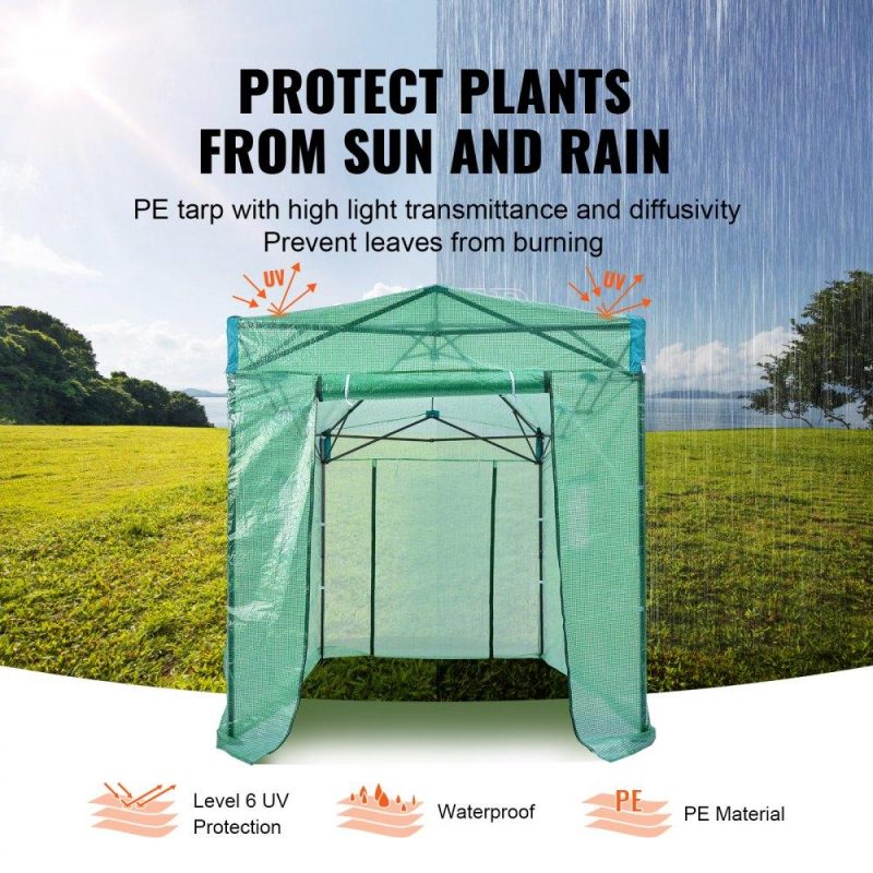 Landscaping & Shade | Pop Up Greenhouse, 8’x 6’x 7.5′ Pop-up Green House, Set Up in Minutes, High Strength PE Cover with Doors & Windows and Powder-Coated Steel Frame, Suitable for Planting and Storage, Green Landscaping & Shade Landscaping & Shade