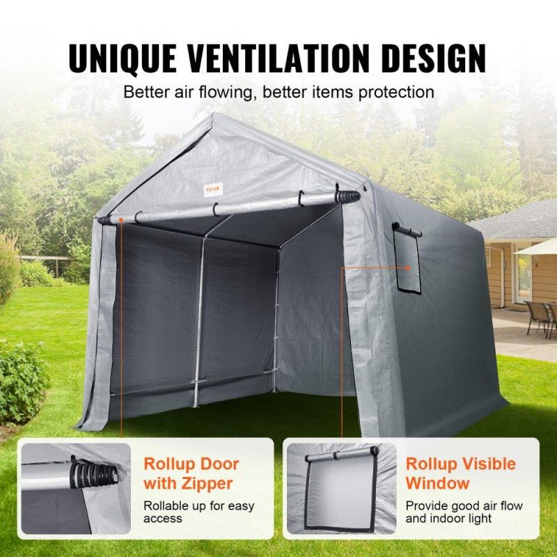 Landscaping & Shade | Portable Shed Outdoor Storage Shelter, 10 x 10 x 8.5 ft Heavy Duty All-Season Instant Storage Tent Tarp Sheds with Roll-up Zipper Door and Ventilated Windows For Motorcycle, Bike, Garden Tools Landscaping & Shade Landscaping & Shade