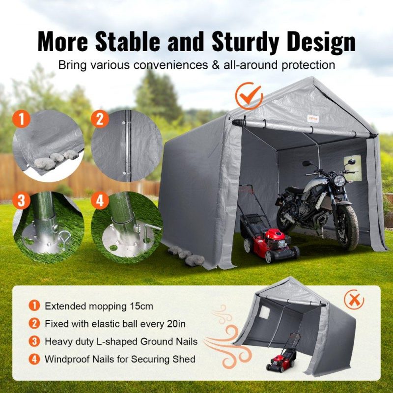 Landscaping & Shade | Portable Shed Outdoor Storage Shelter, 10 x 10 x 8.5 ft Heavy Duty All-Season Instant Storage Tent Tarp Sheds with Roll-up Zipper Door and Ventilated Windows For Motorcycle, Bike, Garden Tools Landscaping & Shade Landscaping & Shade