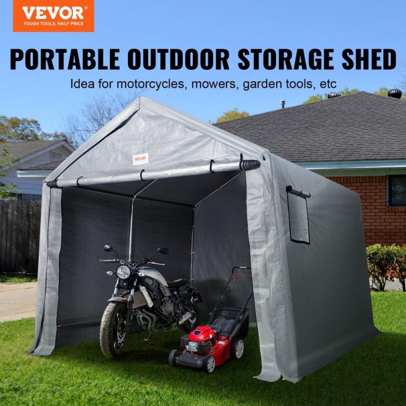 Landscaping & Shade | Portable Shed Outdoor Storage Shelter, 10 x 10 x 8.5 ft Heavy Duty All-Season Instant Storage Tent Tarp Sheds with Roll-up Zipper Door and Ventilated Windows For Motorcycle, Bike, Garden Tools Landscaping & Shade Landscaping & Shade