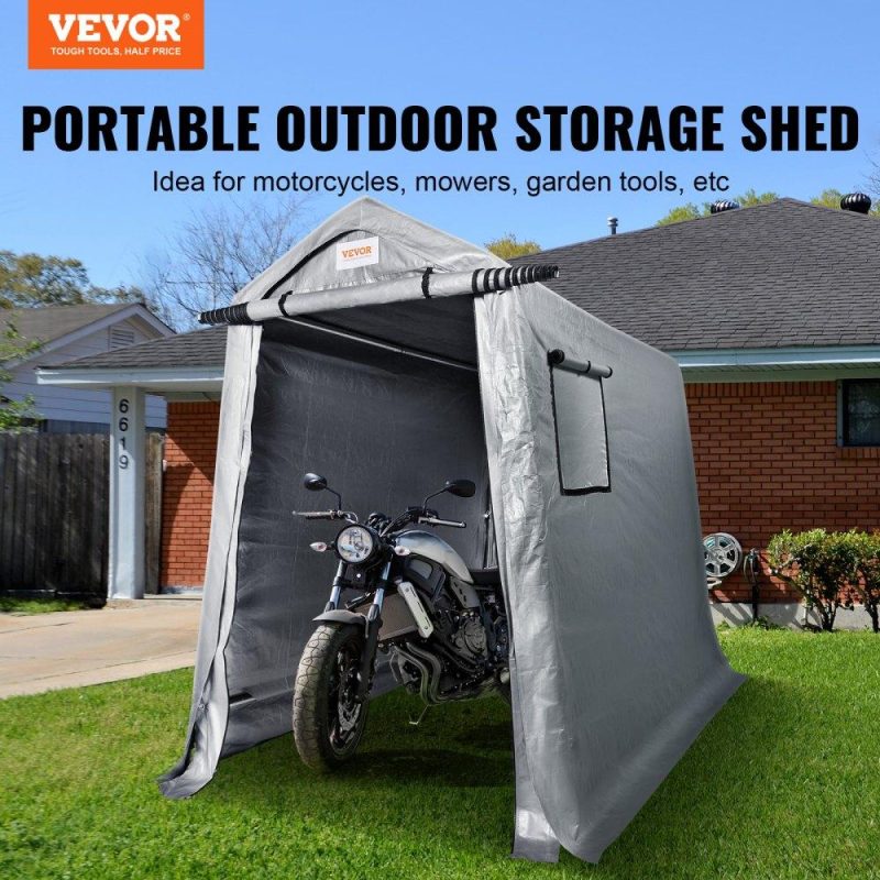 Landscaping & Shade | Portable Shed Outdoor Storage Shelter, 6 x 8 x 7 ft Heavy Duty All-Season Instant Storage Tent Tarp Sheds with Roll-up Zipper Door and Ventilated Windows For Motorcycle, Bike, Garden Tools Landscaping & Shade Landscaping & Shade