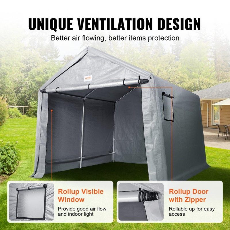 Landscaping & Shade | Portable Shed Outdoor Storage Shelter, 7 x 12 x 7.36 ft Heavy Duty Instant Storage Tent Tarp Sheds with Roll-up Zipper Door and Ventilated Windows For Motorcycle, Bike, Garden Tools Landscaping & Shade Landscaping & Shade