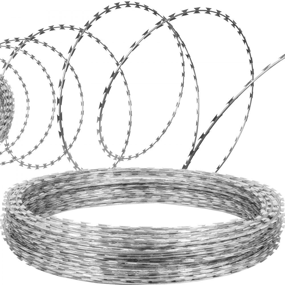 Landscaping & Shade | Razor Wires, 98ft Razor Barbed Wire 2 Coils, 49 ft Per Roll Razor Wire Fencing Razor Fence, Razor Ribbon Barbed Wire Galvanized Steel Razor Wire Fence, Rolls Razor Useful Protection for Garden Landscaping & Shade Landscaping & Shade