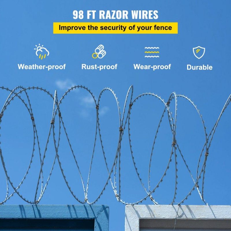 Landscaping & Shade | Razor Wires, 98ft Razor Barbed Wire 2 Coils, 49 ft Per Roll Razor Wire Fencing Razor Fence, Razor Ribbon Barbed Wire Galvanized Steel Razor Wire Fence, Rolls Razor Useful Protection for Garden Landscaping & Shade Landscaping & Shade