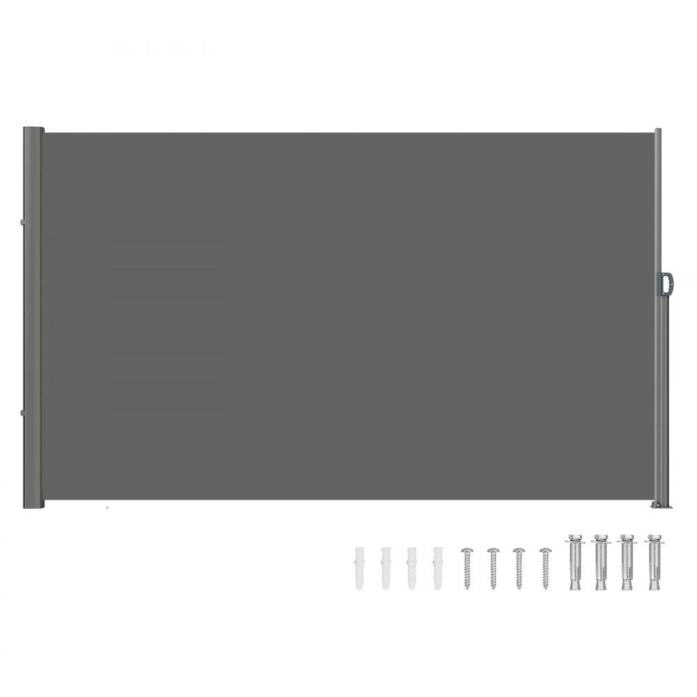 Landscaping & Shade | Retractable Side Awning, 71”118” Full Aluminum Rust-Proof Outdoor Privacy Screen, Folding Room Divider Fence & Wind Screen for Patio Sun Shade, Backyard, Balcony, Roof Terraces and Pools, Grey Gray Landscaping & Shade Gray