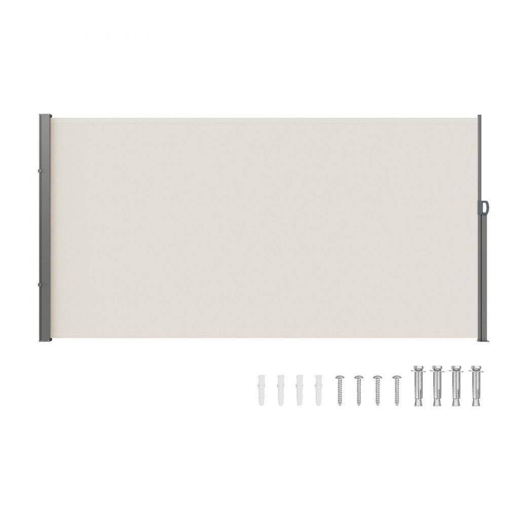 Landscaping & Shade | Retractable Side Awning, 71”x 138” Outdoor Privacy Screen, 180g Polyester Water-proof Retractable Patio Screen, UV 30+ Room Divider Wind Screen for Patio, Backyard, Balcony, Beige Beige Landscaping & Shade Beige