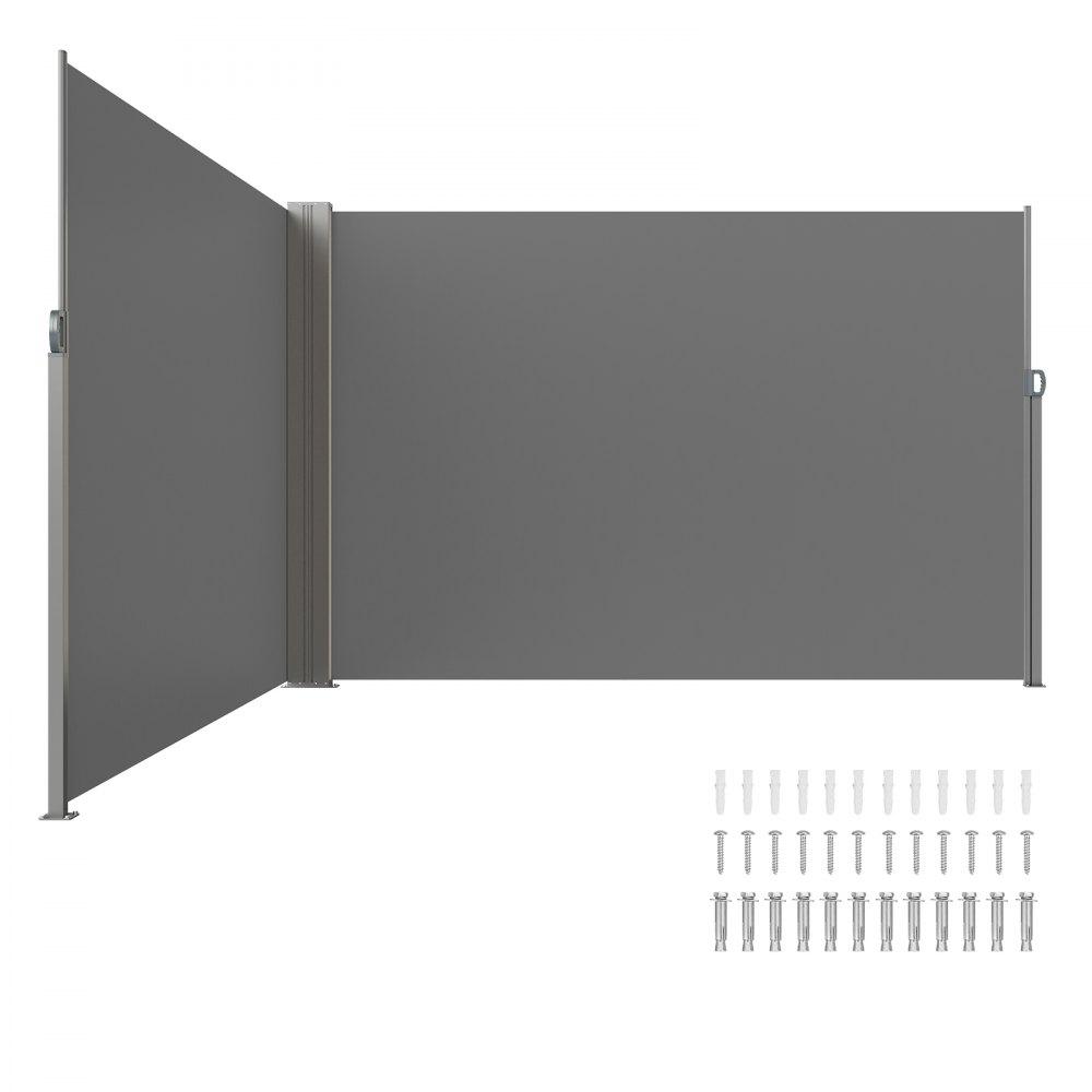 Landscaping & Shade | Retractable Side Awning, 79”x 236” Outdoor Privacy Screen, 180g Polyester Water-proof Retractable Patio Screen, UV 30+ Room Divider Wind Screen for Patio, Backyard, Balcony, Gray Gray Landscaping & Shade Gray