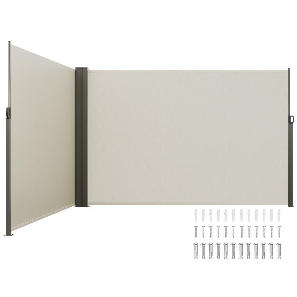 Landscaping & Shade | Retractable Side Awning, 79”x 236” Outdoor Privacy Screen, 180g Polyester Water-proof Retractable Patio Screen, UV 30+ Room Divider Wind Screen for Patio, Backyard, Balcony, Beige Beige Landscaping & Shade Beige