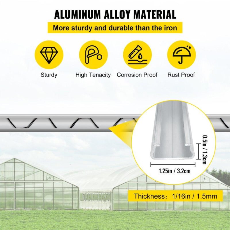 Landscaping & Shade | Spring Wire and Lock Channel, 6.56ft Spring Lock & U-Channel Bundle for Greenhouse, 40 Packs PE Coated Spring Wire & Aluminum Alloy Channel,Plastic Poly Film or Shade Cloth Attachment w/Screws Landscaping & Shade Landscaping & Shade