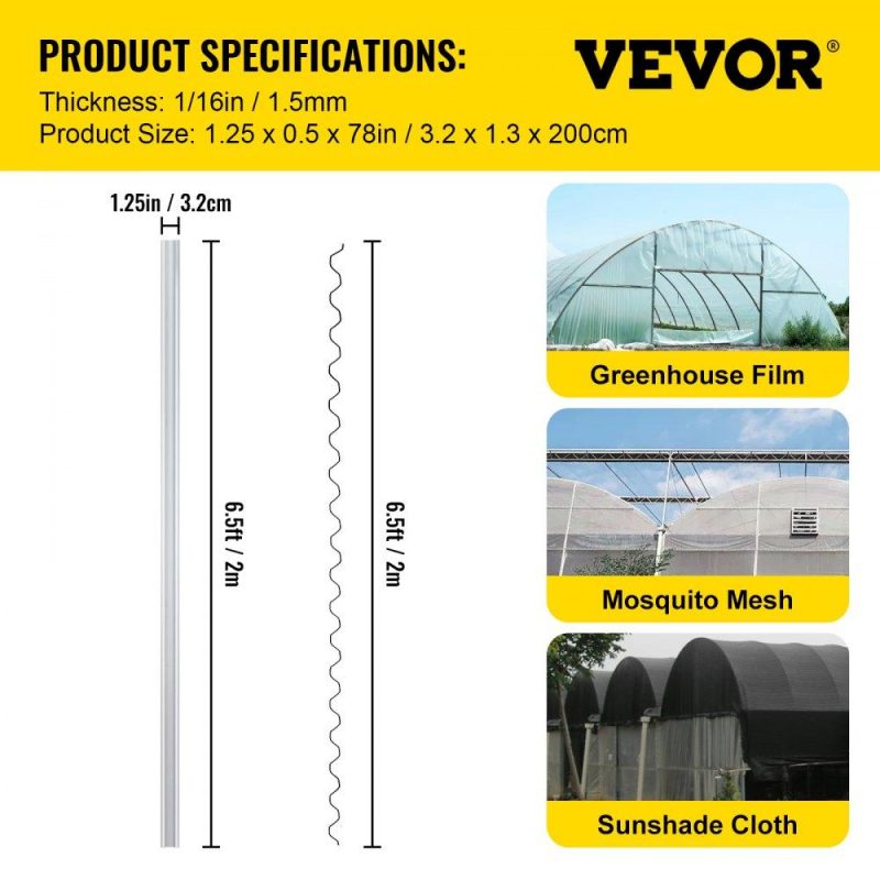 Landscaping & Shade | Spring Wire and Lock Channel, 6.56ft Spring Lock & U-Channel Bundle for Greenhouse, 40 Packs PE Coated Spring Wire & Aluminum Alloy Channel,Plastic Poly Film or Shade Cloth Attachment w/Screws Landscaping & Shade Landscaping & Shade