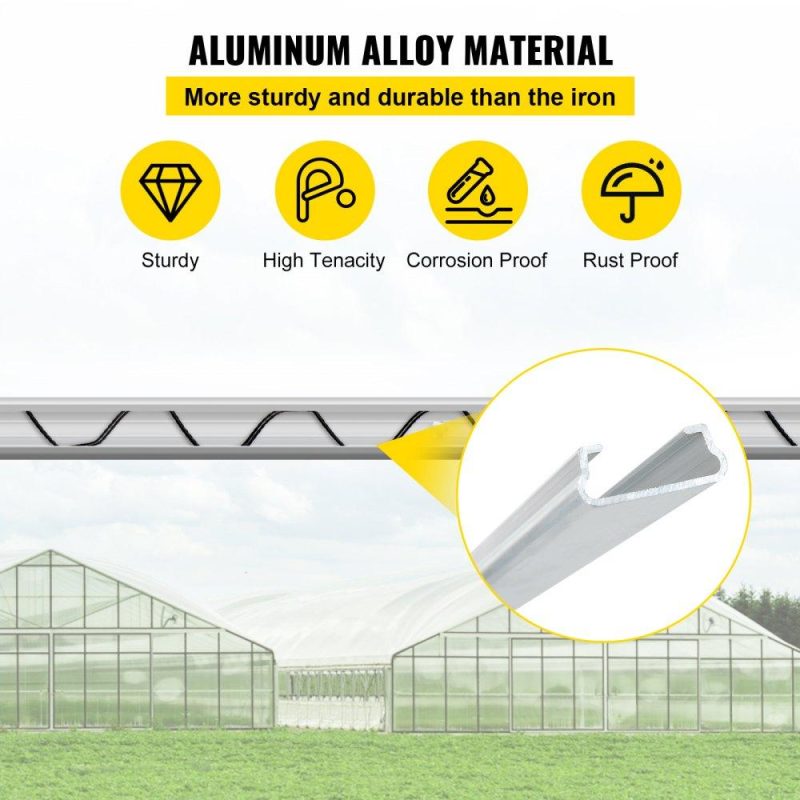 Landscaping & Shade | Spring Wire and Lock Channel, 6.56ft Spring Lock & U-Channel Bundle for Greenhouse, 50 Packs PE Coated Spring Wire & Aluminum Alloy Channel, Plastic Poly Film or Shade Cloth Attachment w/Screws Landscaping & Shade Landscaping & Shade