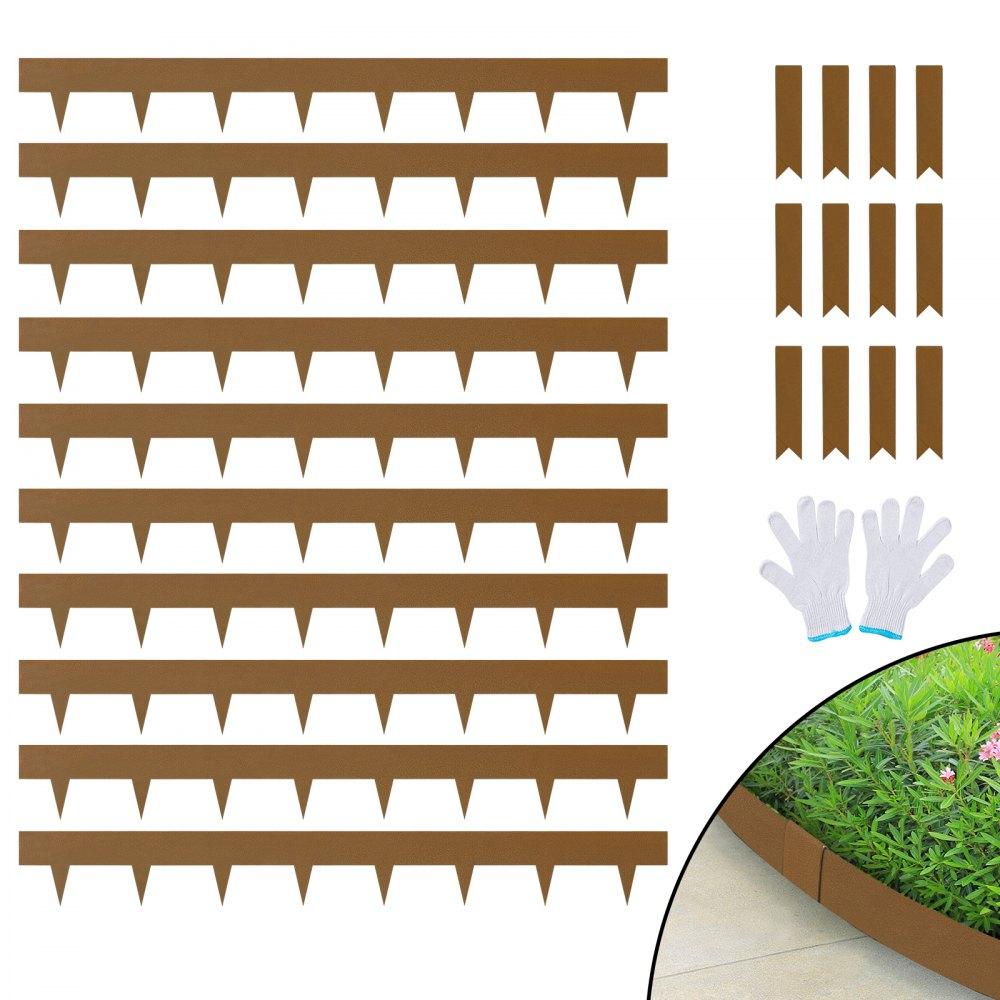 Landscaping & Shade | Steel Landscape Edging, 10-pack Steel Garden Edging Borders, 39.6″ L x 2″ H Strips, Hammer-in Edging Border, Bendable Metal Landscape Edging for Yard, Garden, 2.5″ Spike Height, Rustic Brown Brown Landscaping & Shade Brown