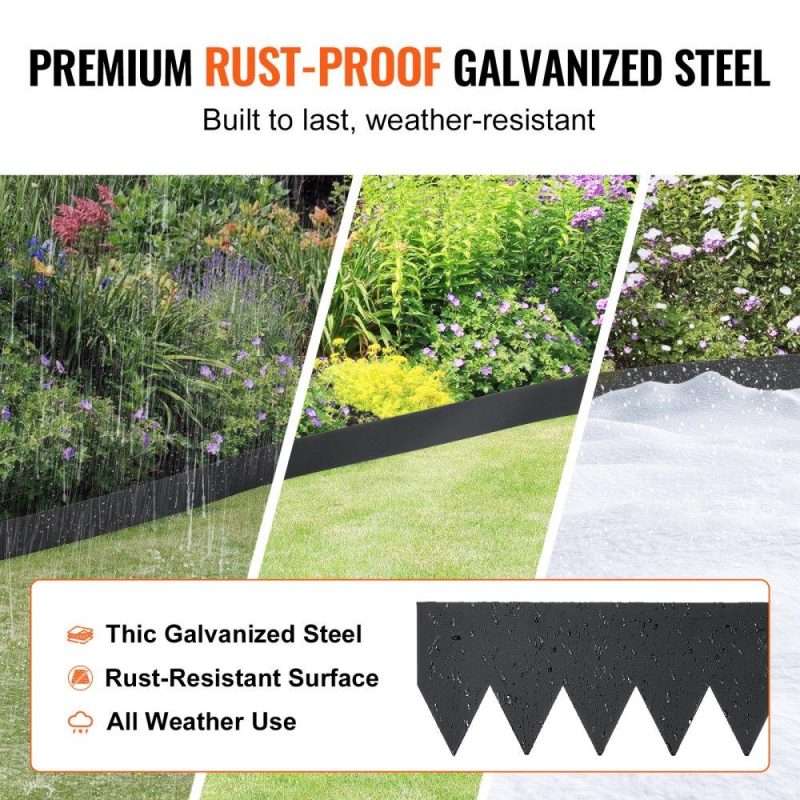 Landscaping & Shade | Steel Landscape Edging, 3-pack Steel Garden Edging Borders, 40″ L x 6″ H Strips, Hammer-in Edging Border with 5 Clips, Bendable Metal Landscape Edging for Yard, Garden, Lawn Landscaping & Shade Landscaping & Shade