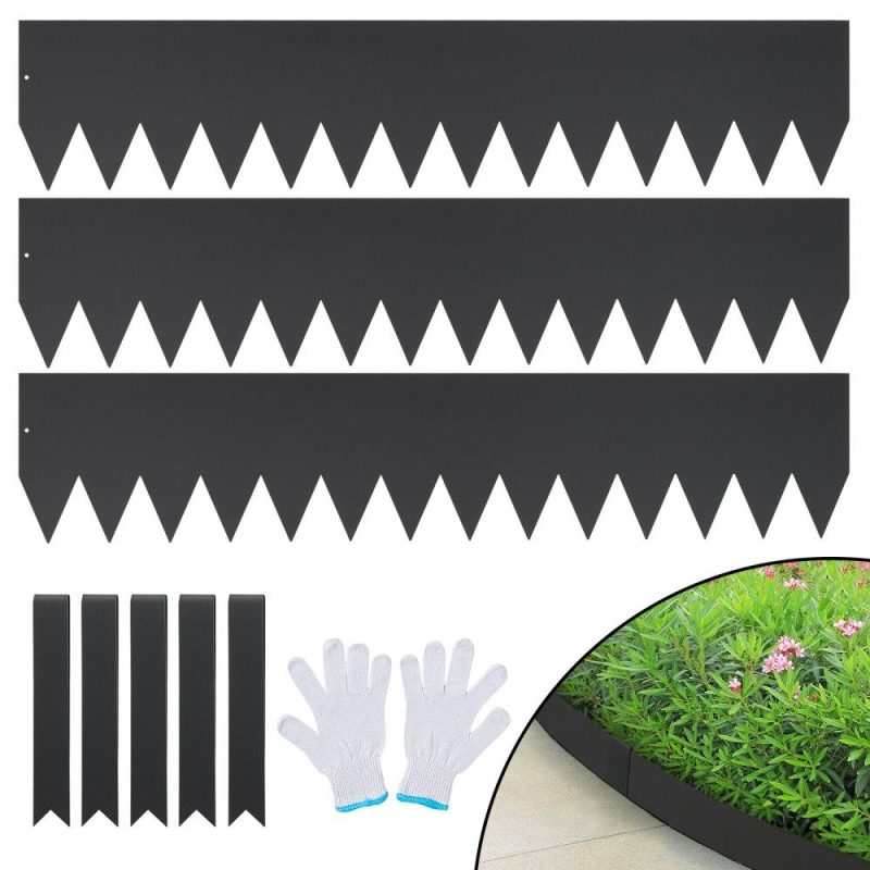 Landscaping & Shade | Steel Landscape Edging, 3-pack Steel Garden Edging Borders, 40″ L x 8″ H Strips, Hammer-in Edging Border with 5 Clips, Bendable Metal Landscape Edging for Yard, Garden, Lawn Landscaping & Shade Landscaping & Shade