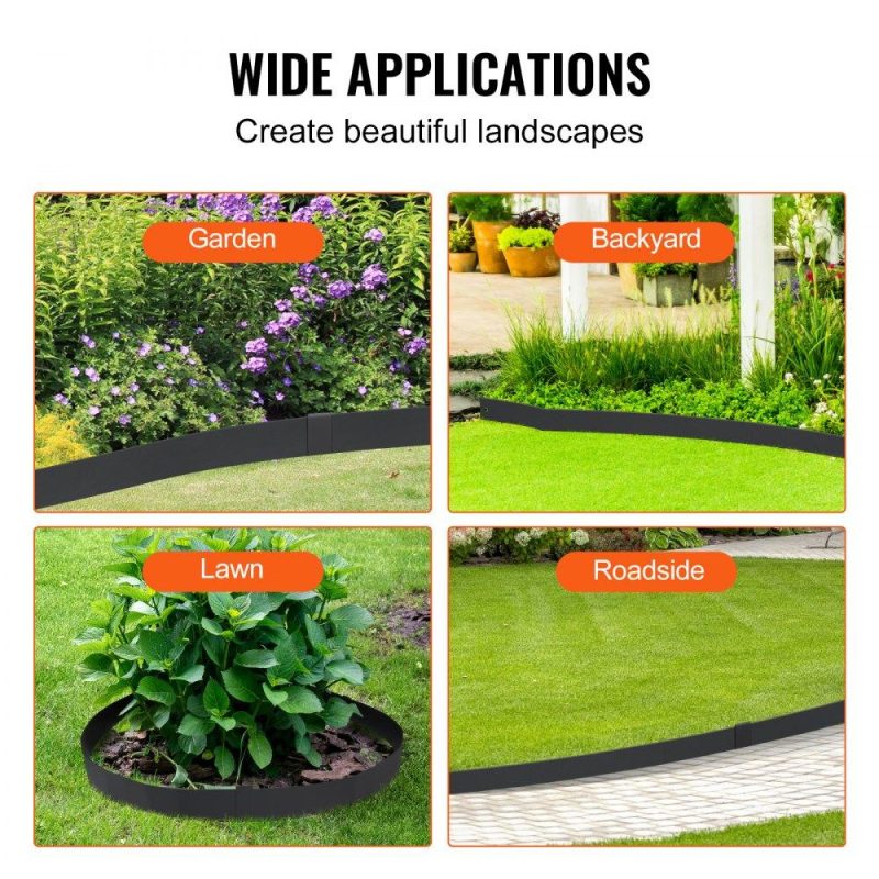 Landscaping & Shade | Steel Landscape Edging, 3-pack Steel Garden Edging Borders, 40″ L x 8″ H Strips, Hammer-in Edging Border with 5 Clips, Bendable Metal Landscape Edging for Yard, Garden, Lawn Landscaping & Shade Landscaping & Shade