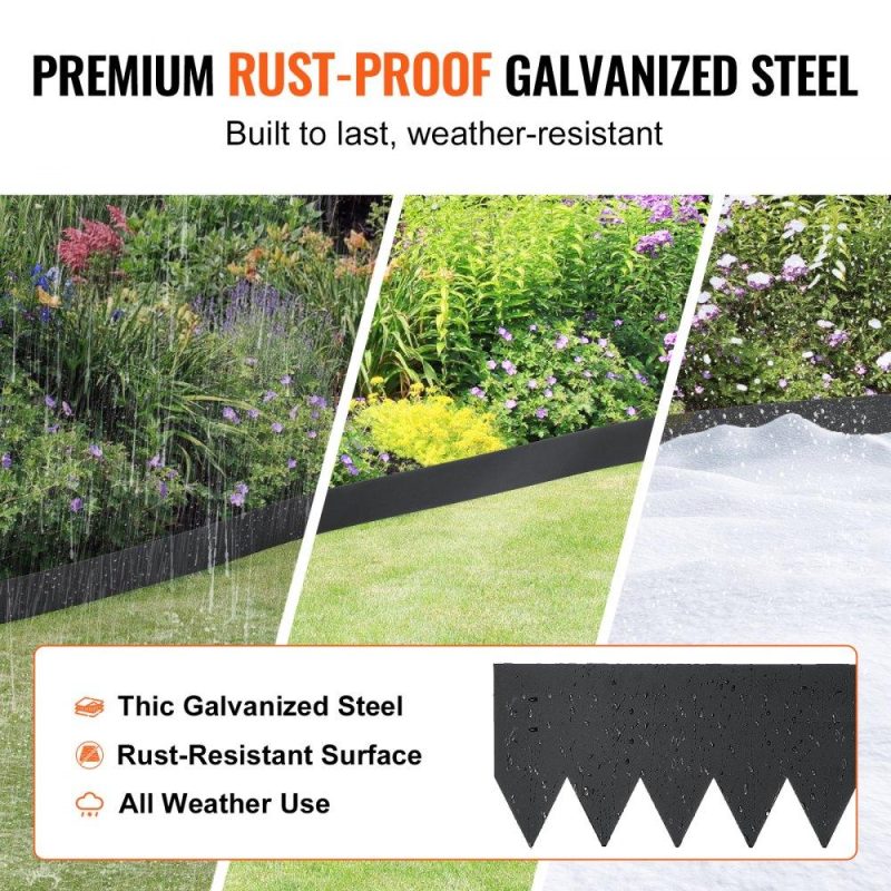 Landscaping & Shade | Steel Landscape Edging, 4-pack Steel Garden Edging Borders, 40″ L x 12″ H Strips, Hammer-in Edging Border with 6 Clips, Bendable Metal Landscape Edging for Yard, Garden, Lawn Landscaping & Shade Landscaping & Shade