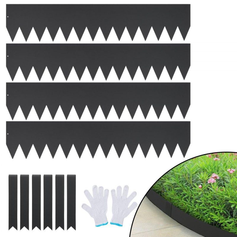 Landscaping & Shade | Steel Landscape Edging, 4-pack Steel Garden Edging Borders, 40″ L x 8″ H Strips, Hammer-in Edging Border with 6 Clips, Bendable Metal Landscape Edging for Yard, Garden, Lawn Landscaping & Shade Landscaping & Shade