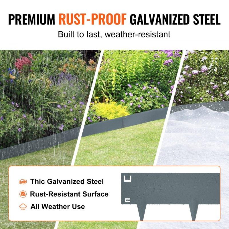 Landscaping & Shade | Steel Landscape Edging, 5-pack Steel Garden Edging Borders, 39″ L x 3″ H Strips, Hammer-in Edging Border, Bendable Metal Landscape Edging for Yard, Garden, Lawn, 3.15″ Spike Height, Dark Gray Dark Gray Landscaping & Shade Dark Gray