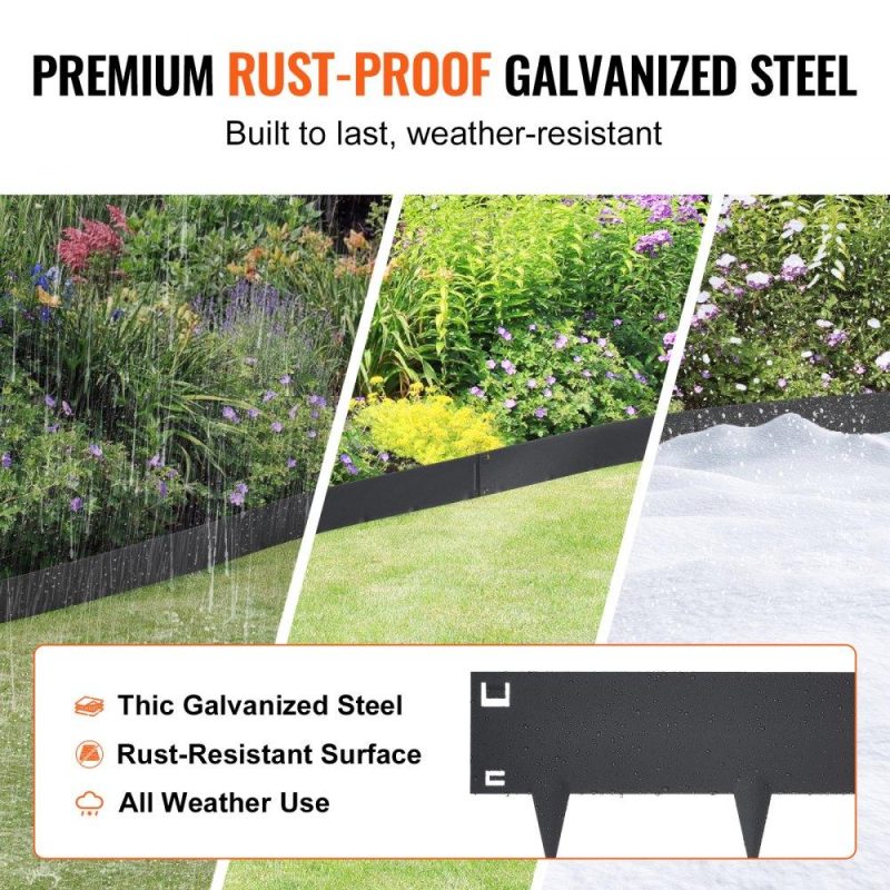 Landscaping & Shade | Steel Landscape Edging, 5-pack Steel Garden Edging Borders, 39″ L x 3″ H Strips, Hammer-in Edging Border, Bendable Metal Landscape Edging for Yard, Garden, Lawn, 3.15″ Spike Height, Black Black Landscaping & Shade Black